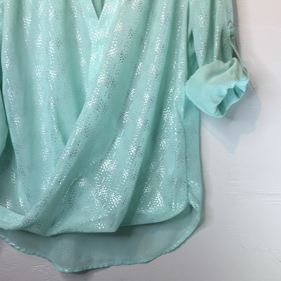 New York & Co Sky Blue Shimmer Blouse - Picture 8 of 10